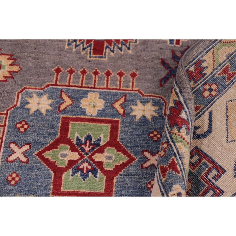 Southwestern Kazak Sonia Gray/Natural Wool Rug - 8'0'' x 10'0''