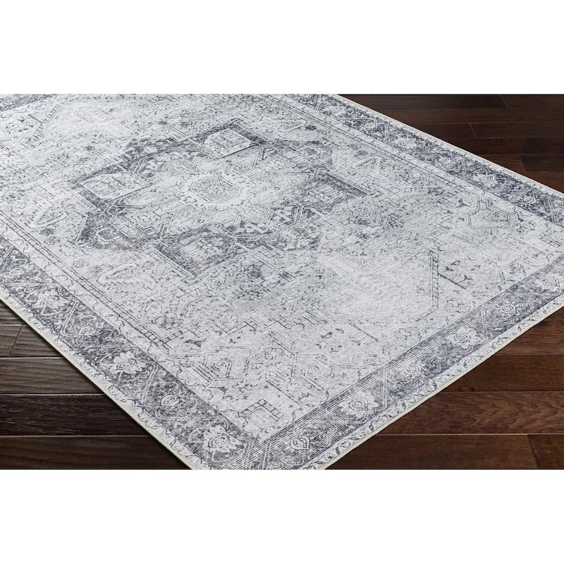 Livabliss Amelie Vintage Medallion Machine Washable Area Rug