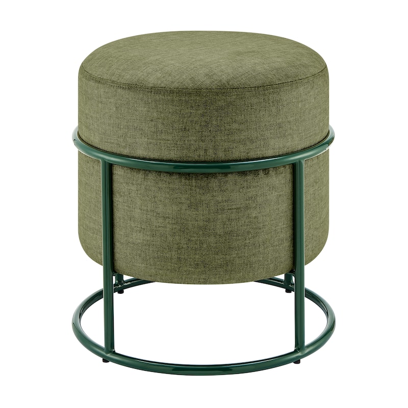 NPD Furniture Ophelia Velvet Round Ottoman with Metal Frame