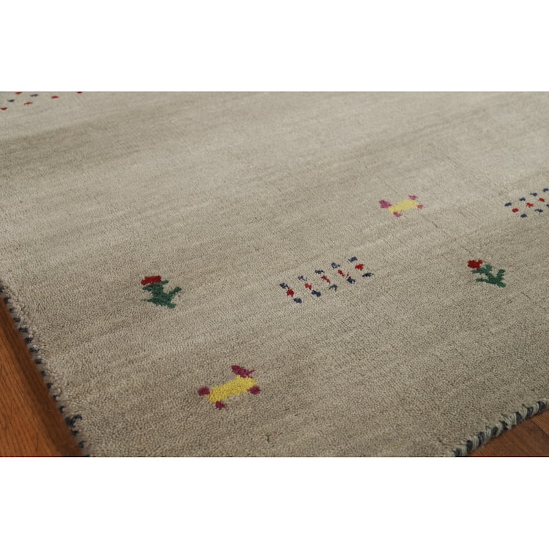 Hand Knotted Oriental 100% Wool Carpet Tribal Animal Pictorial Beige & Ivories Gabbeh Area Rug - 4' 10'' X 3' 0''