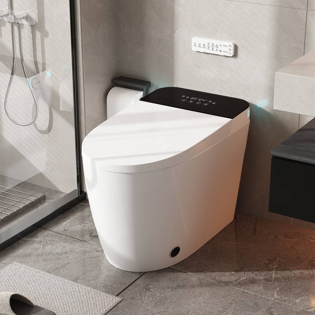 Smart Toilet Heated Seat, Warm Air Dryer, UV-C Sterilization, Auto Flush & Remote Control, One-Piece Intelligent Toilet