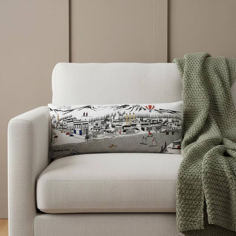 HomeRoots 14" X 35" Cream Bend Daylight Skyline Lumbar Decorative Pillow