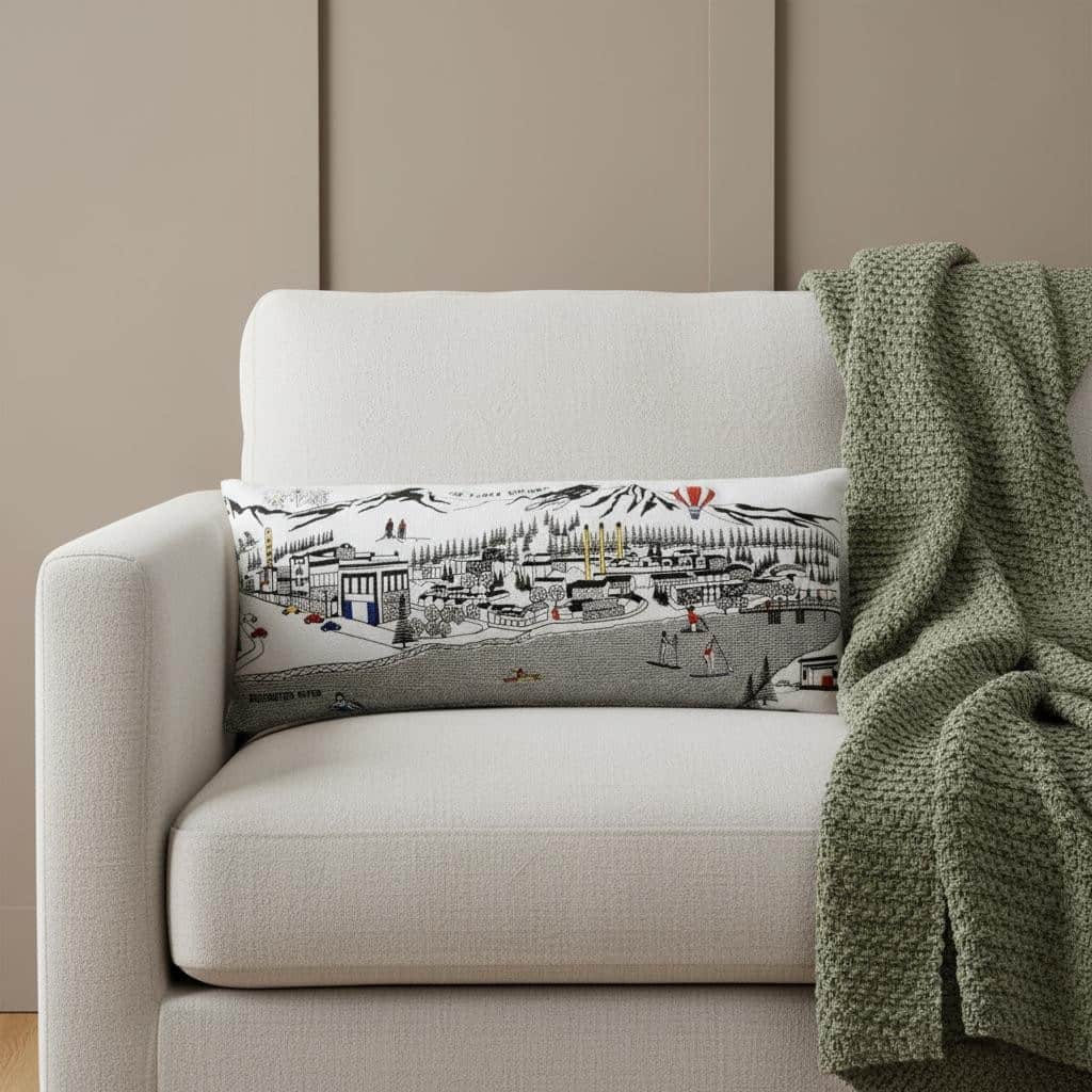 HomeRoots 14" X 35" Cream Bend Daylight Skyline Lumbar Decorative Pillow