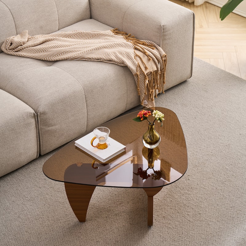 Farmhouse Glass Top Small Coffee Tables, Wood Center Table