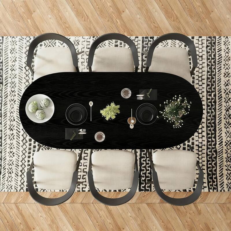 WESOME 70.87" Rustic Oval Dining Table for 6-8 People Wood Kitchen Table Dinner Room Table with Sturdy Tapered Legs