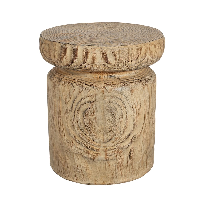 Christopher Knight Home - Terra Rustic Tree-Stump Lightweight Concrete Side Table in Natural Wood Grain - 17"W x 17"D x 14.6"H