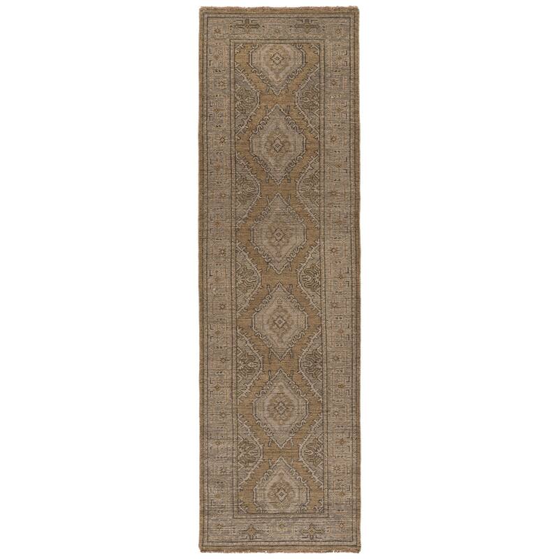 SAFAVIEH Hand-knotted Izmir Eriola Traditional Oriental Wool Rug with - 3' x 10' Runner - Gold/Grey