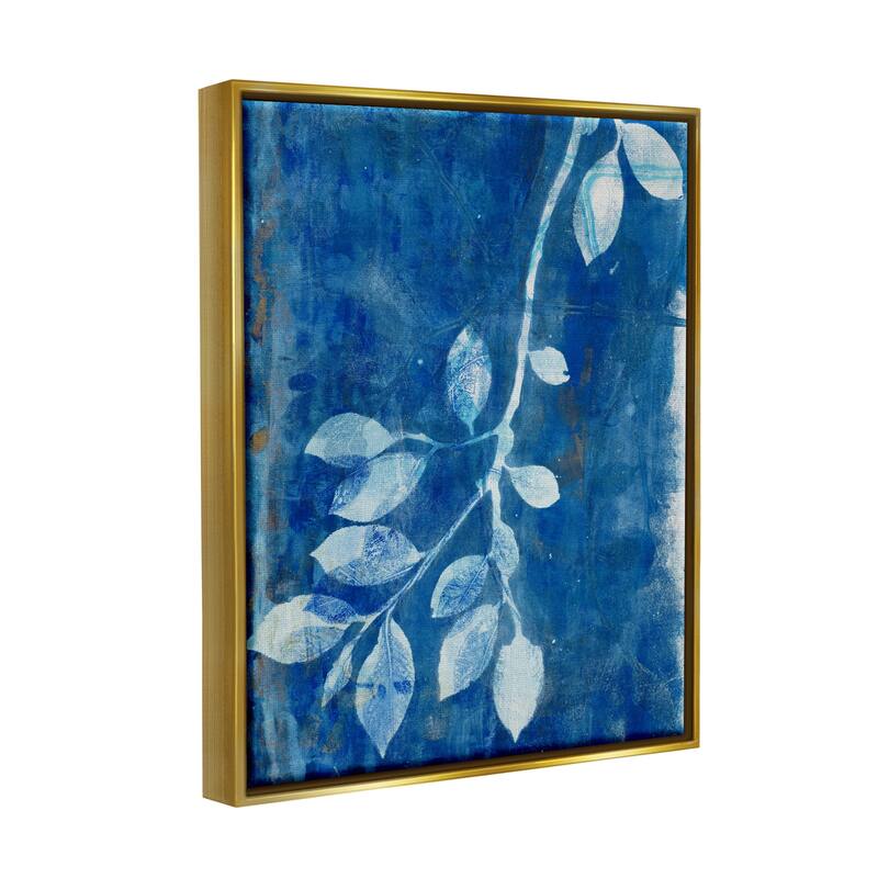 Stupell Blue Botanical Leaves Floating Framed Canvas Wall Art, Design by Liz St. Andre