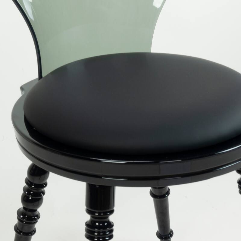 Nova Fanned Back Acrylic Chairs with Leatherette Padded Seats - Set of 2