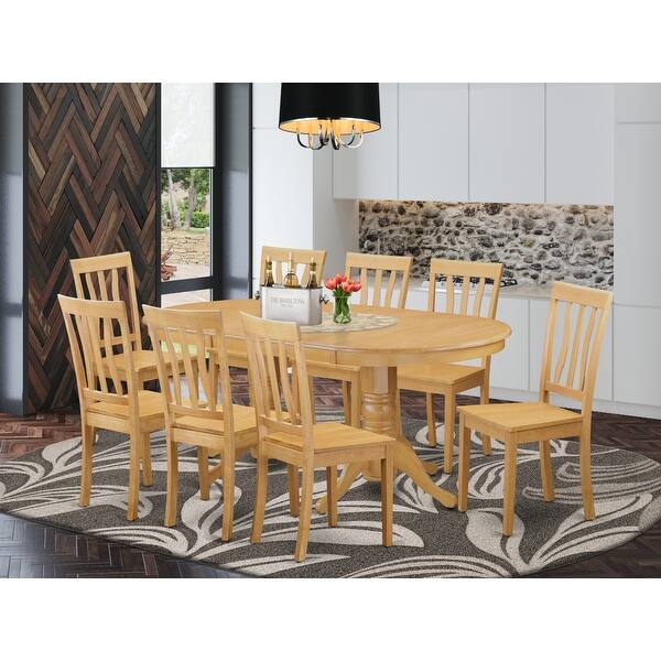 Shop Vaan9 Oak 9 Piece Dining Table Set Kitchen Dinette Table