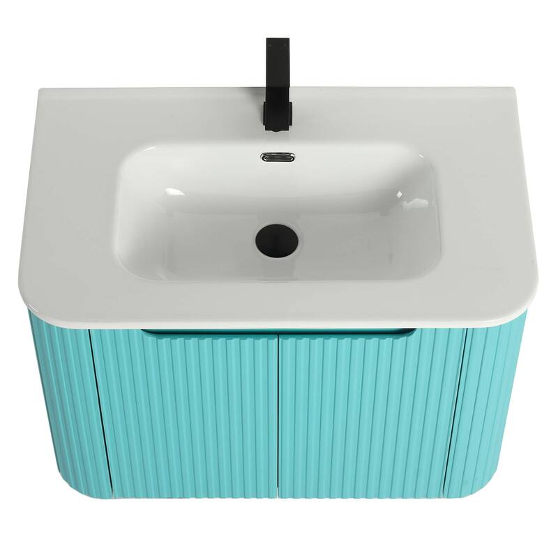 Caskvalley Modern Bathroom Vanity with Straight Fluted Design - Sink Included