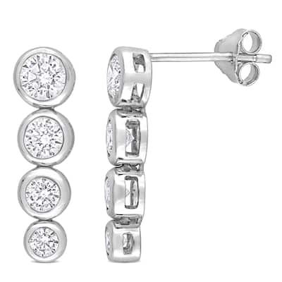 Miadora 2 3/4 CT TGW Cubic Zirconia Graduated Earrings in Sterling Silver - 5.2 mm x 3.2 mm