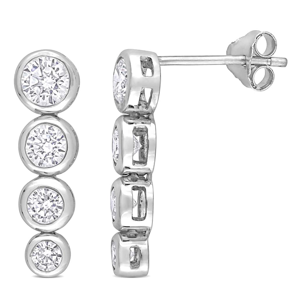 Miadora 2 3/4 CT TGW Cubic Zirconia Graduated Earrings in Sterling Silver - 5.2 mm x 3.2 mm