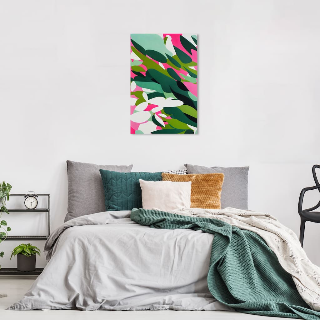 Wynwood Studio Abstract Watering Droplets Green and Hot Pink Tropical Wall Art Canvas Print