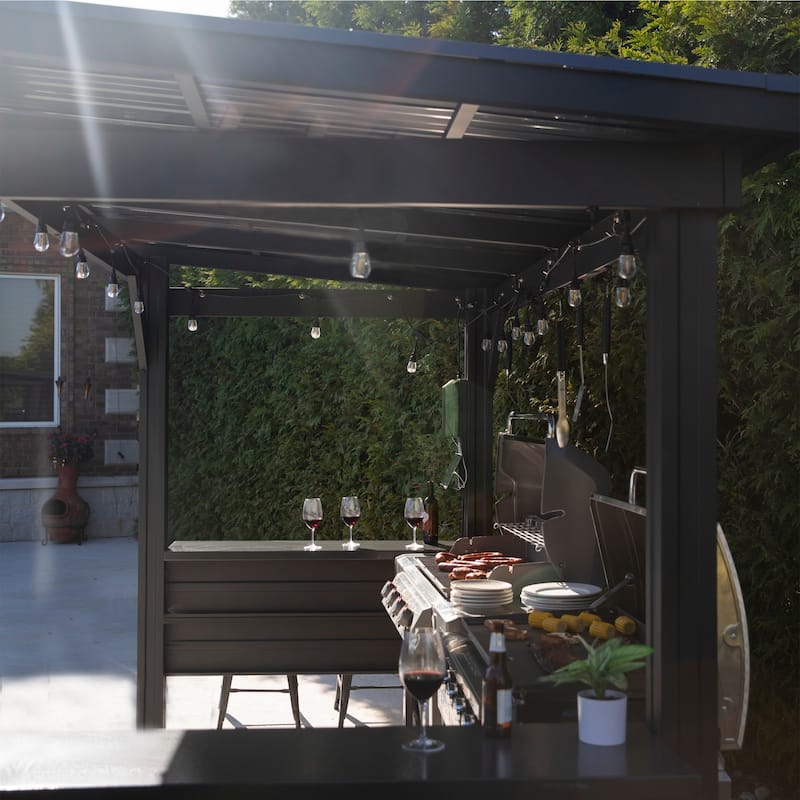 Backyard Discovery Rockport XL 12x6' Galvanized Steel BBQ Grill Gazebo