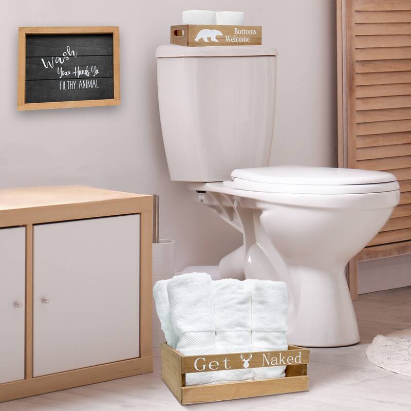 Elegant Designs Three Piece Decorative Wood Bathroom Set