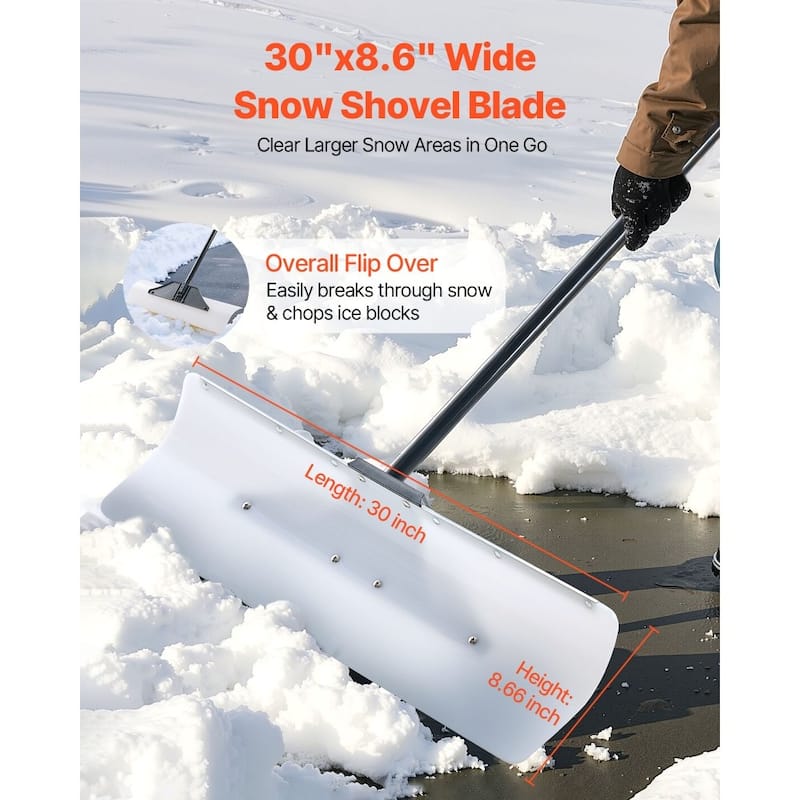 Plastic Snow Shovel with Widened Blade and Textured Anti-Slip Handle for Easy Snow Removal