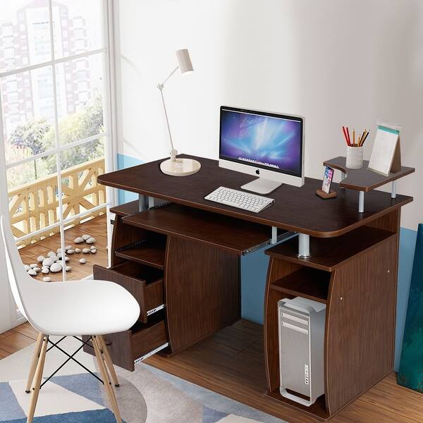 Shop Office Computer Desk With Monitor And Printer Shelf