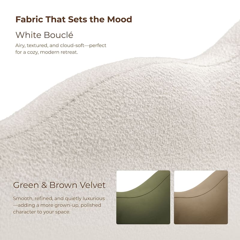 Furniture of America Nilo Modern Fabric Upholstered Platform Bed with Curved Headboard