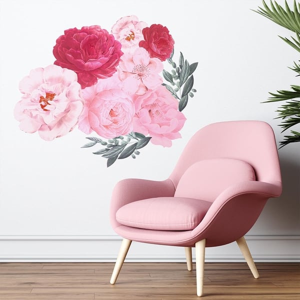 slide 2 of 7, Walplus Elegant Oversized Blush Pink Peonies Wall Stickers Decals