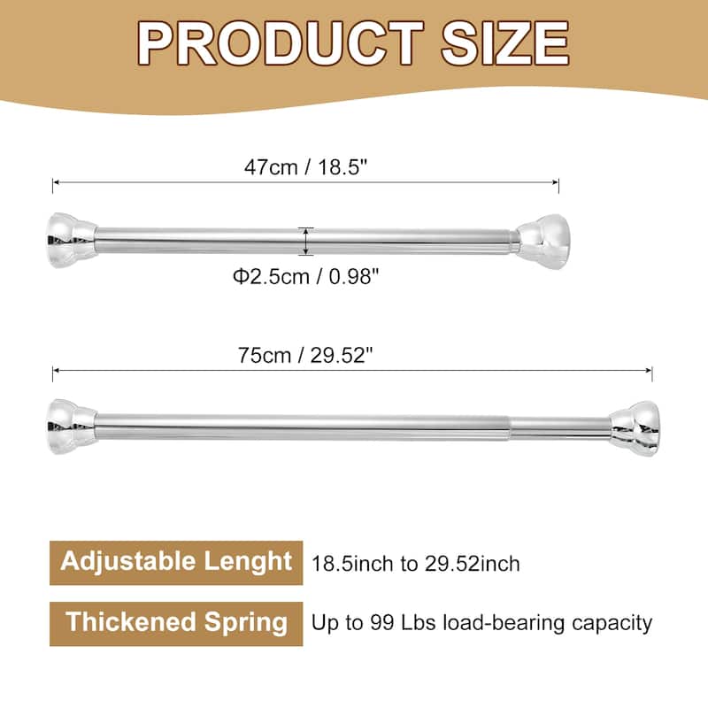 Window Curtain Rod, 18.5" to 29.52" 99lb Tension Closet Rod Adjustable