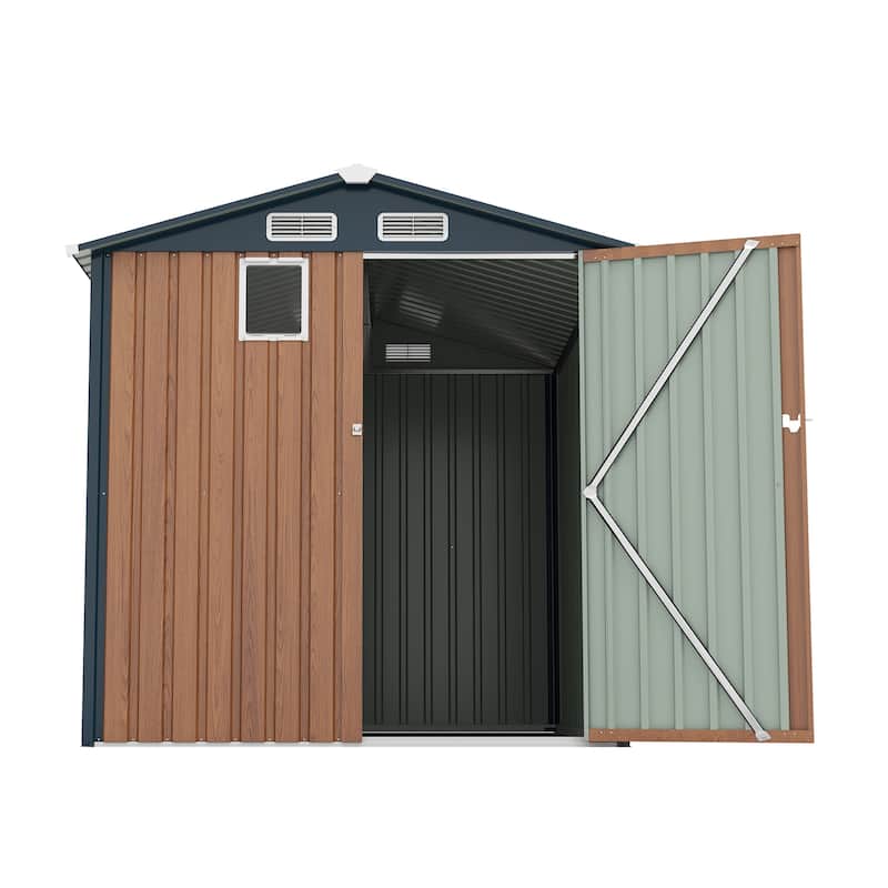 6x8FT Outdoor Steel Storage Shed with Lockable Doors
