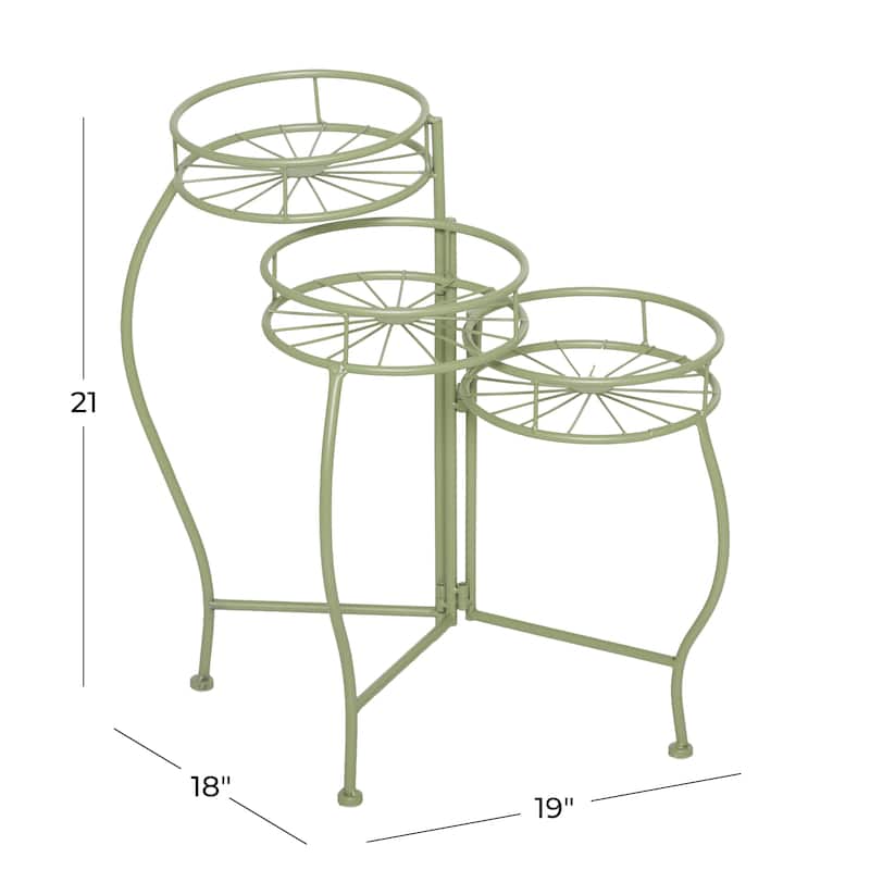 Metal Starburst Indoor Outdoor 3 Tier Indoor Outdoor Plantstand - Black, White, Green, Blue - Roche River Decor