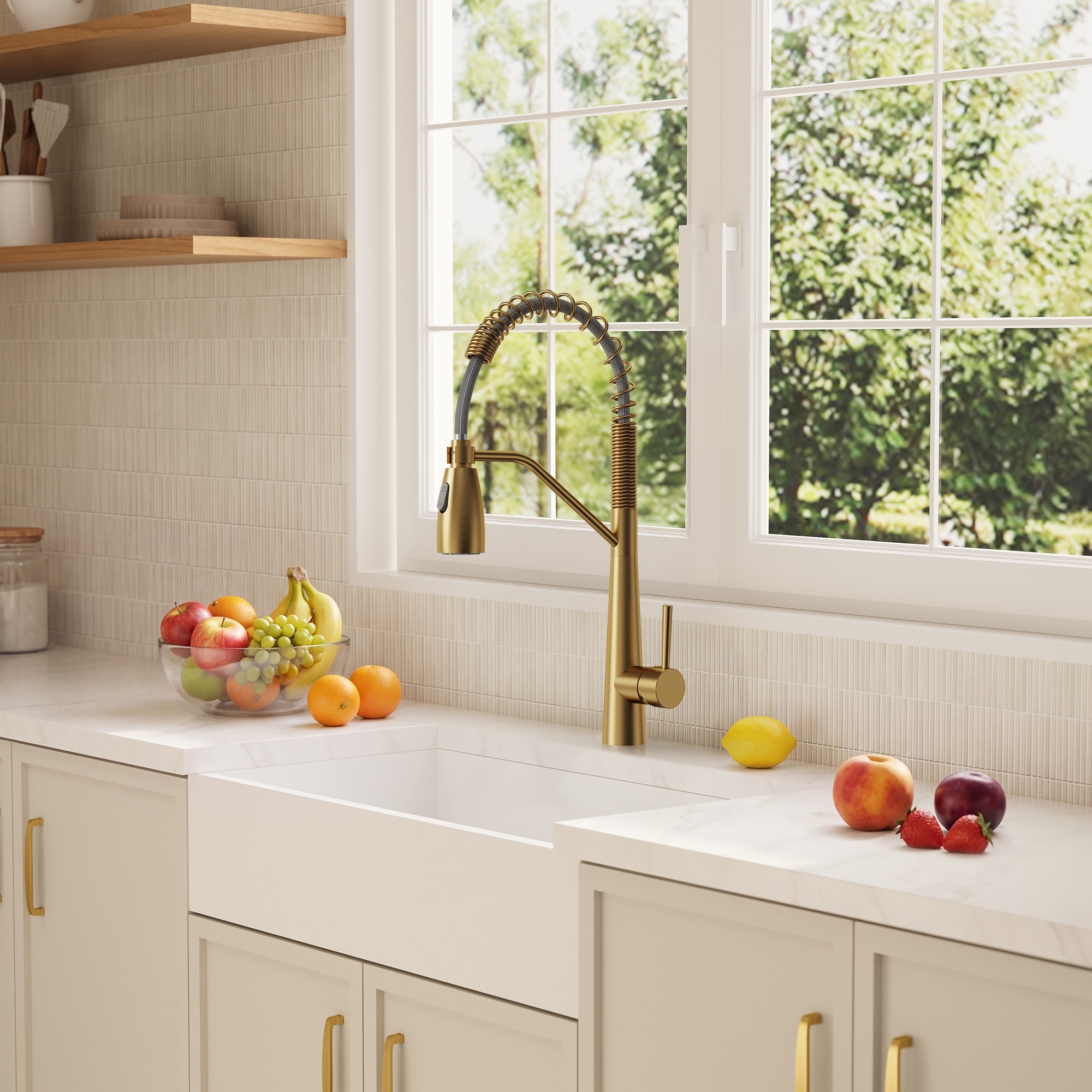 Dual-Function Pull Down Kitchen Faucet with High Arc Spring Spout