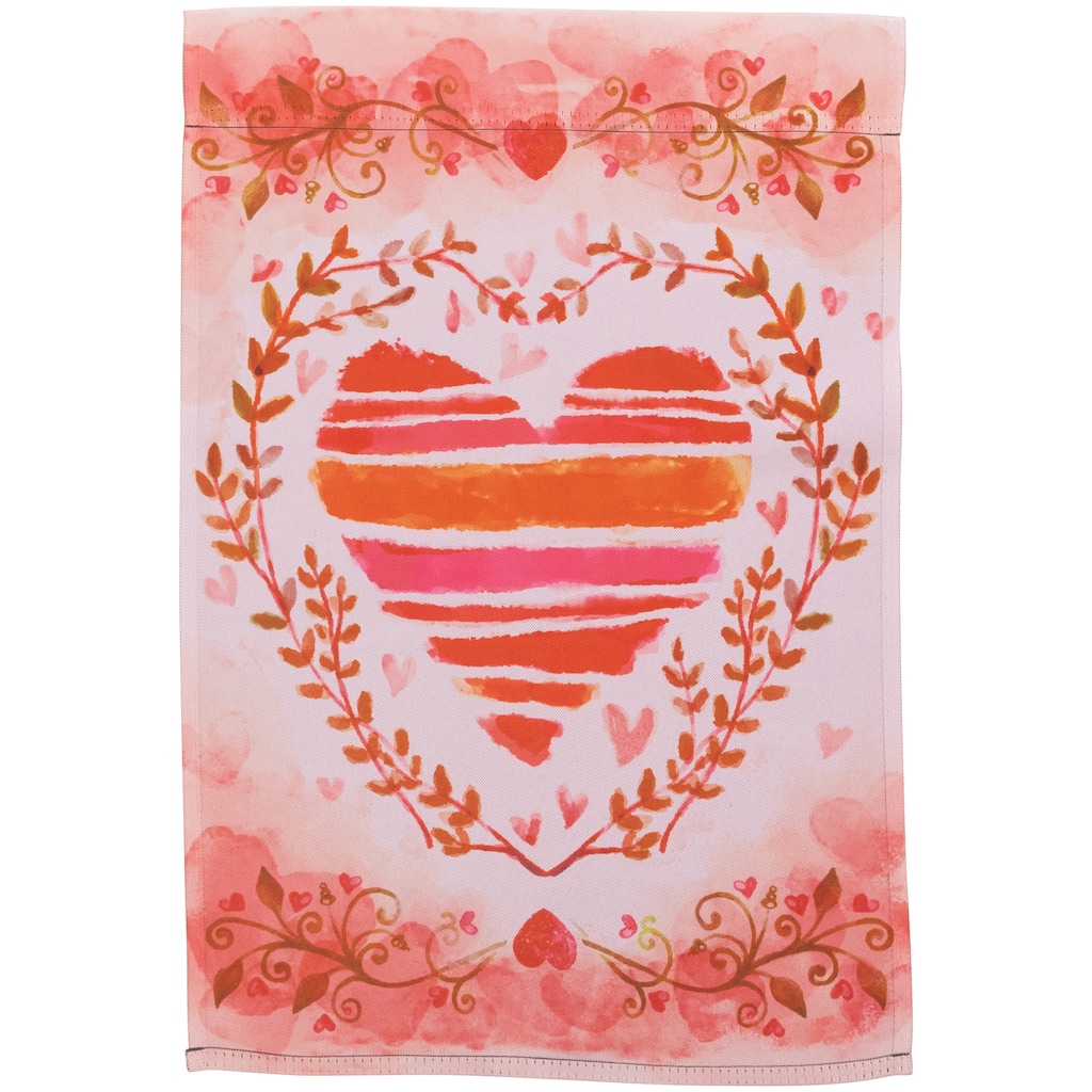 Watercolor Heart Valentine's Day Outdoor Garden Flag 18" x 12.5" - 18" x 12.5"