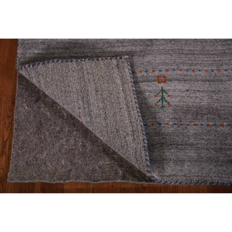 Hand Knotted Oriental 100% Wool Carpet Tribal Tribal Greys & Charcoal Gabbeh Area Rug - 9' 8'' X 8' 3''