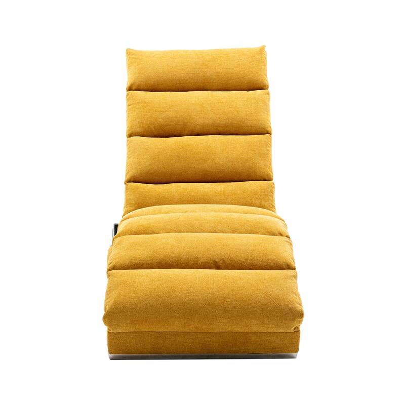 Mustard Modern 21.65" High Back Upholstered Chaise Lounge Chair with Remote Control and Ergonomic Electric Massage