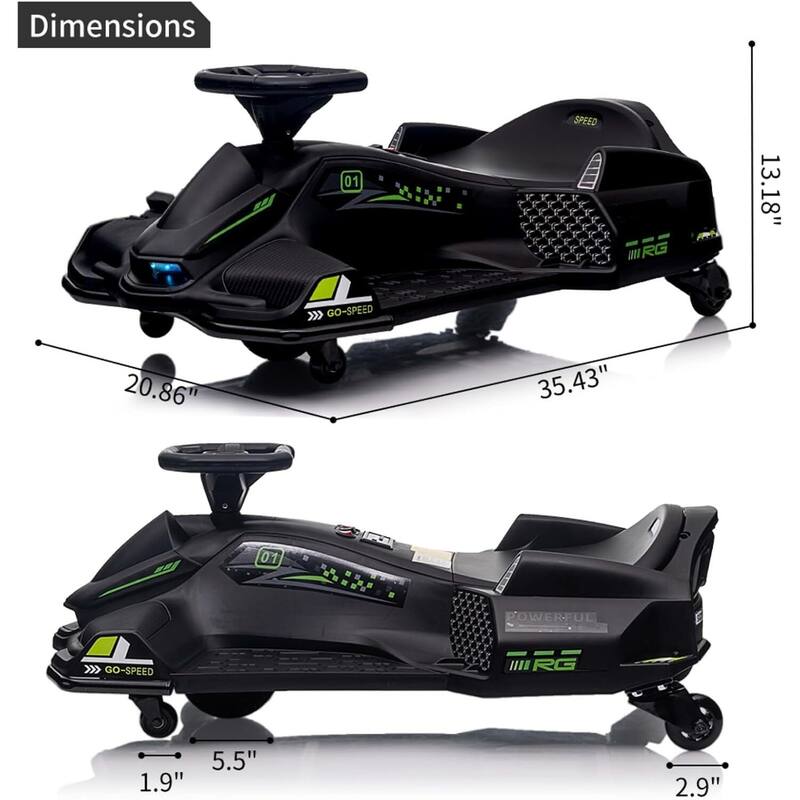 24V Kids Drift Go Kart, Electric Drifting Car with 180w Brushless Motor for Kids Best Gift