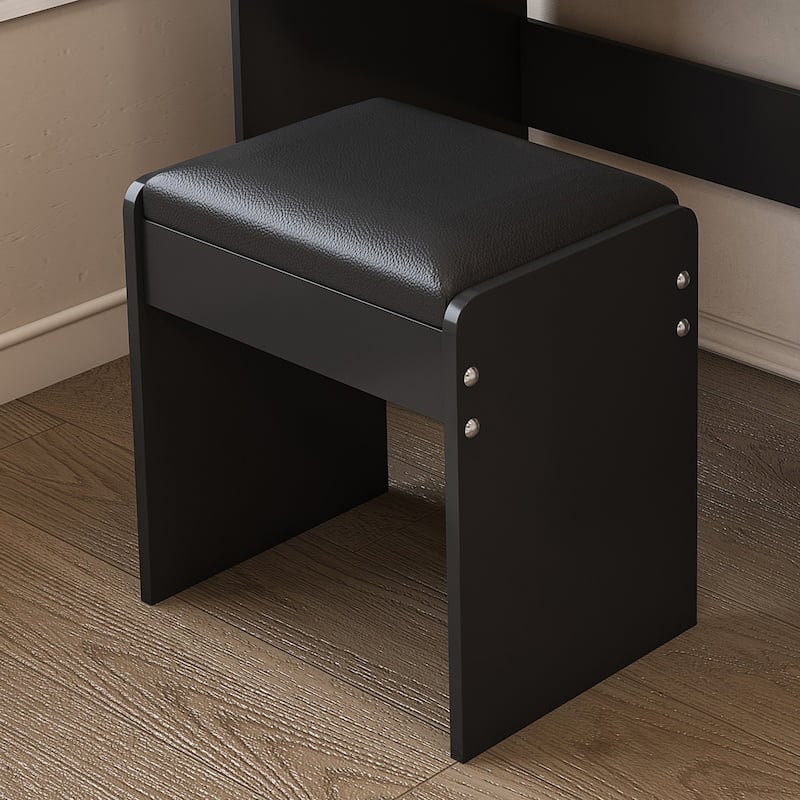 Mirror Vanity Desk,Makeup Vanity Set with Power Outlet and Hair dryer holder,5 Drawers,3 Lighting Color Adjustable