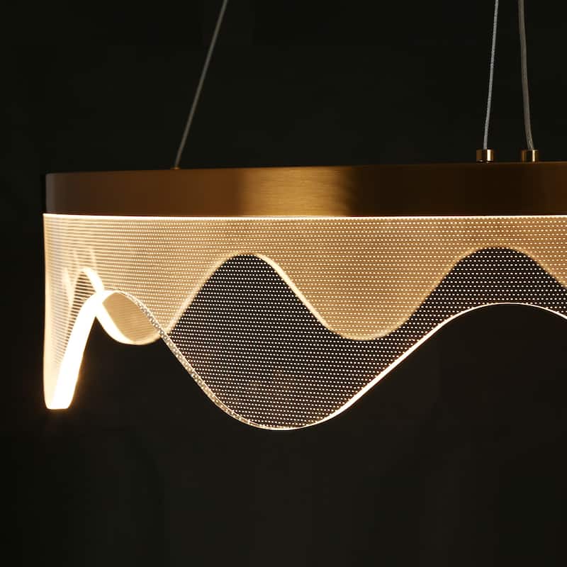 Fay Modern Gold LED Chandelier Drum Ceiling Lights for Dining Room Bedroom - D 23.6" x H 6"