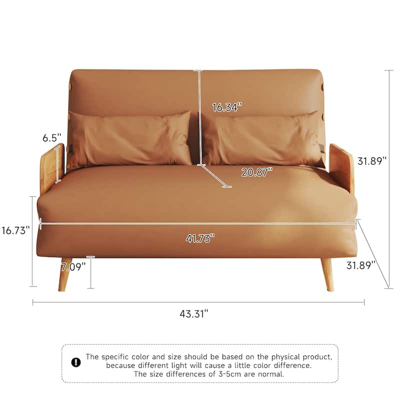 JASIWAY 43.3'' Upholstered Loveseat Sofa Bed, Beige