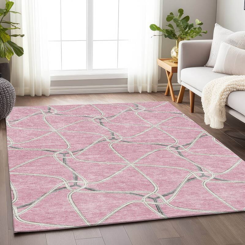 Premium Washable Super Soft Contemporary Geo Mayfield Rug - Pink - 9' x 12'
