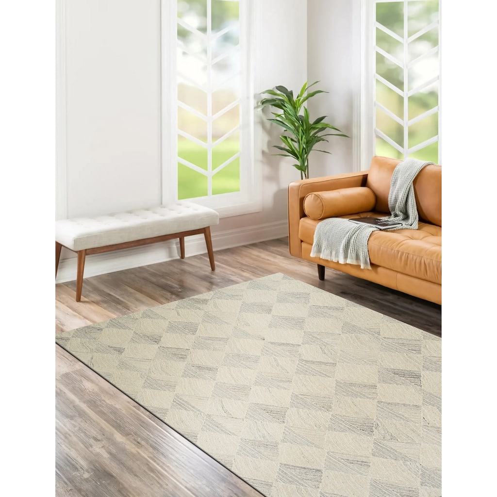 Multicolored Gray Transitional Geometric Modern Tufted Area Rug - Elegant and Timeless Design - 5' x 8'