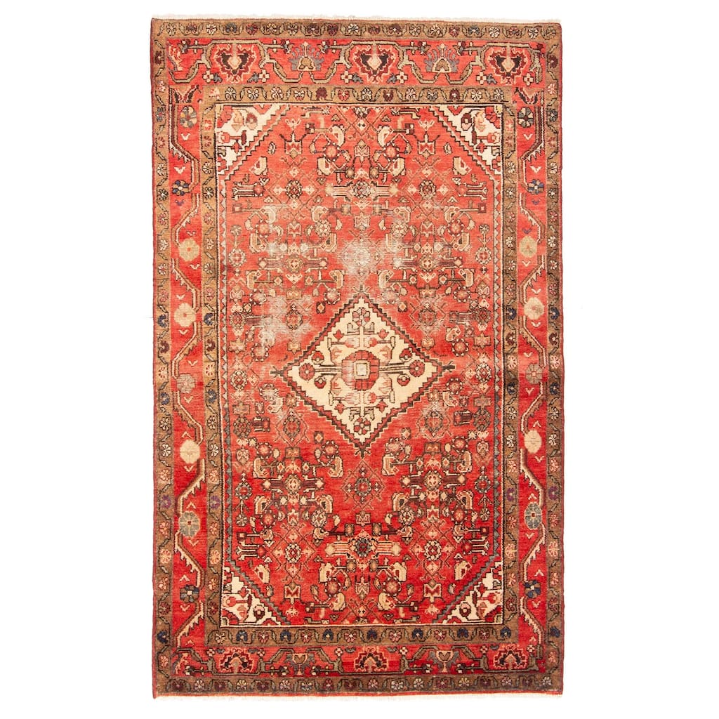 ECARPETGALLERY Hand-knotted Antalya Vintage Red Wool Rug - 4'3 x 7'0