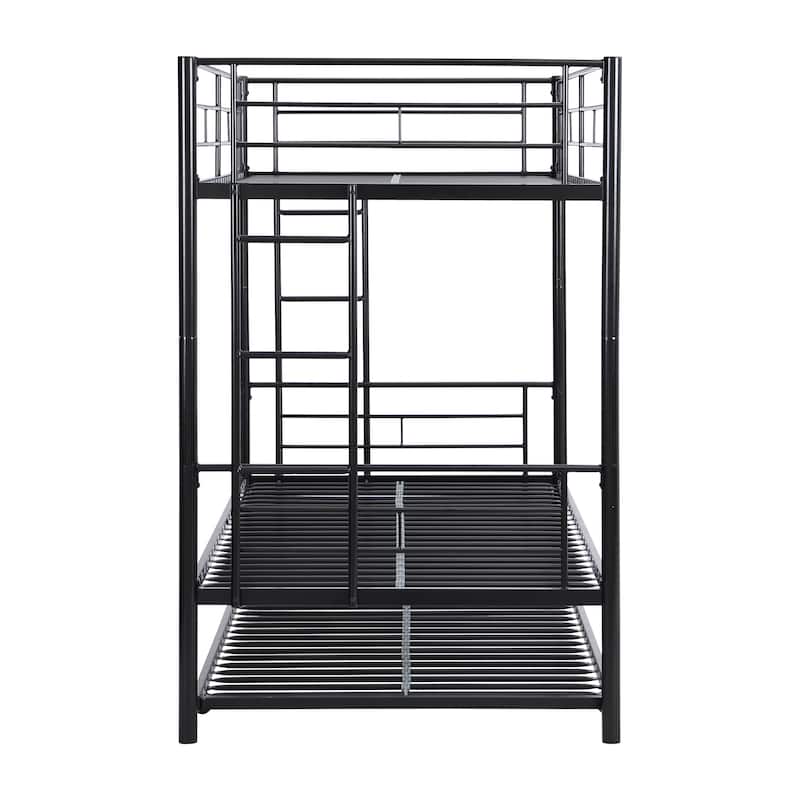 Twin Over Twin Metal Bunk Bed with trundle Black