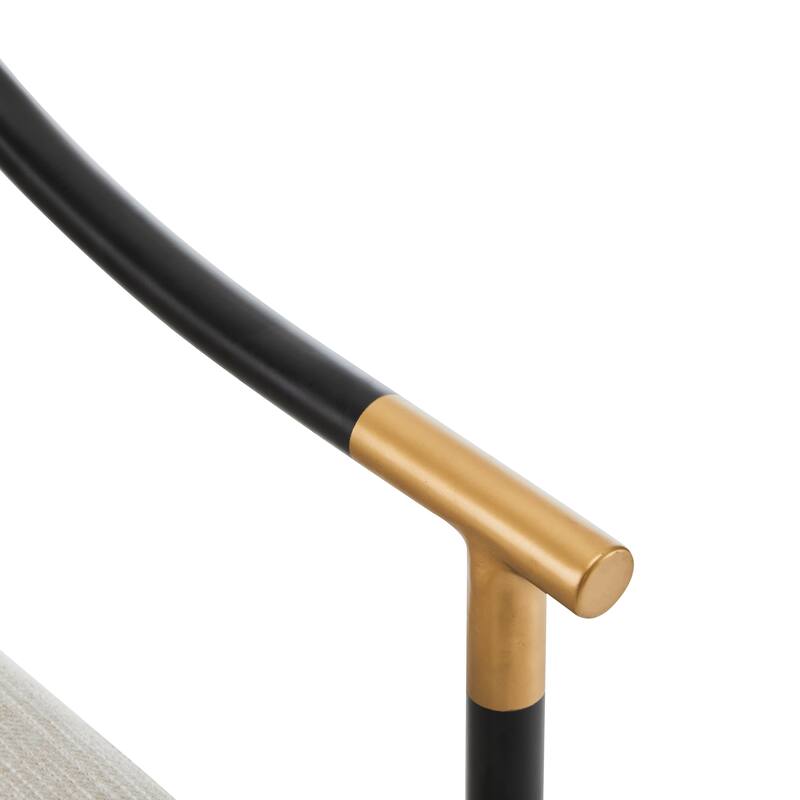 Roomfitters Modern Upholstered Dining Chair with Metal Frame, Elegant Curved Arm Design, Comfortable Accent Seating