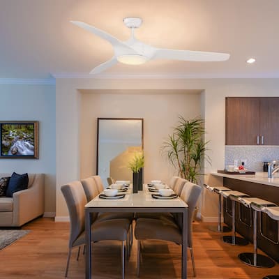 HOMCOM Reversible Indoor Ceiling Fan with Light, Modern Mount LED Lighting Fan with Remote Controller - 52" x 52" x 15"