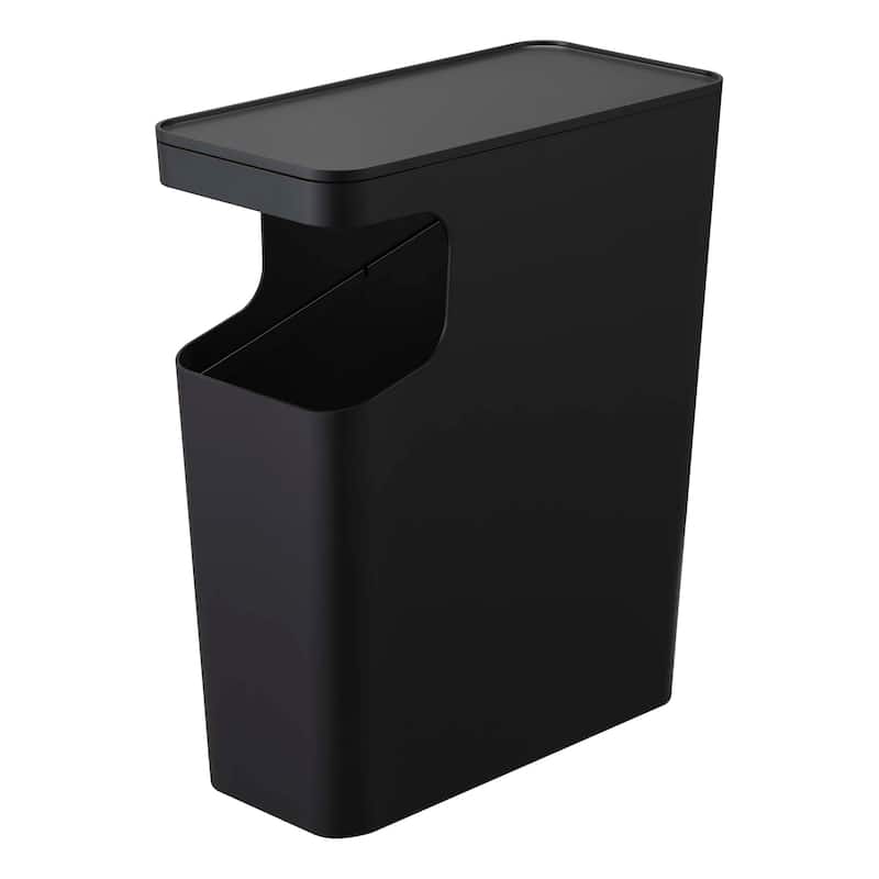Yamazaki Home Side Table Trash Can, ABS Plastic, 4 gallons, 15 liters - Black