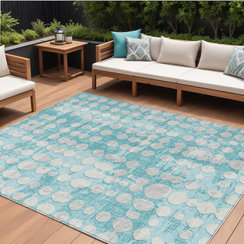 HomeRoots Abstract Transitional Rectangle Outdoor Rug - 10' X 14'
