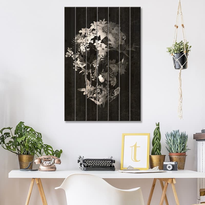 Spring Skull Print On Wood by Ali Gulec - Multi-Color