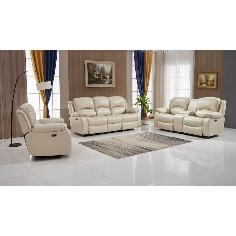 Betsy Furniture 3 Piece Bonded Leather Power Reclining Living Room Set, Sofa, Loveseat and Chair
