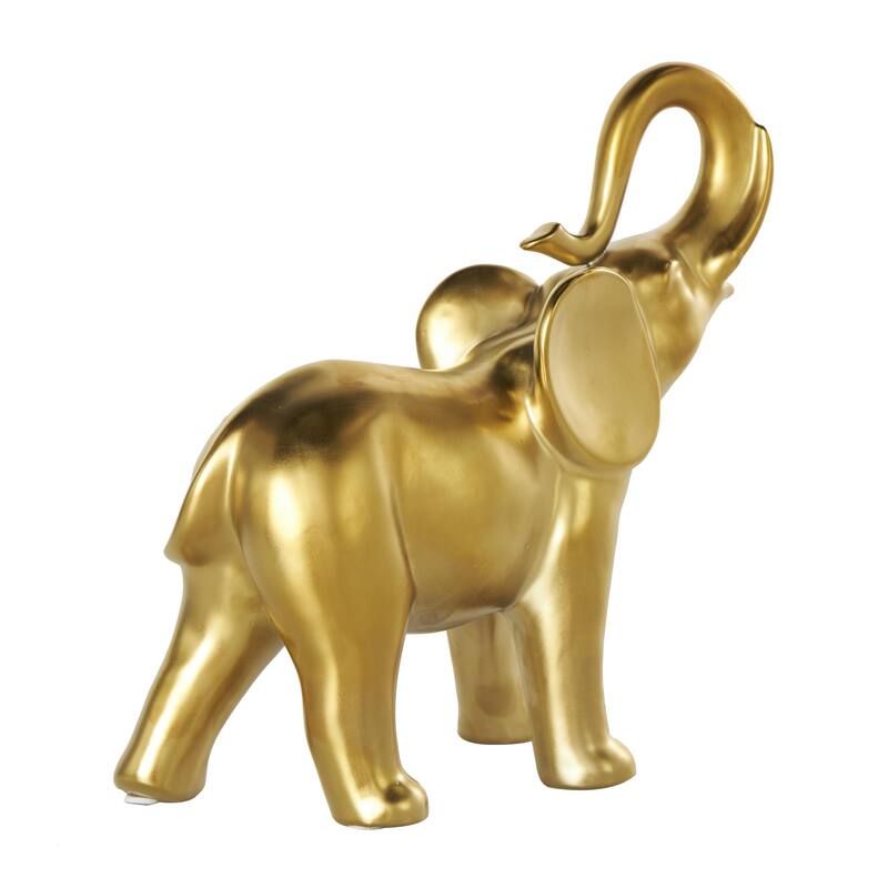 Ceramic Elephant Standing Decorative Sculpture - Silver or Gold - Roche River Decor