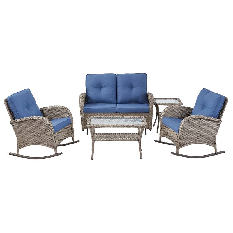 Outdoor Glider Sofa Rocker Chairs Coffee Table