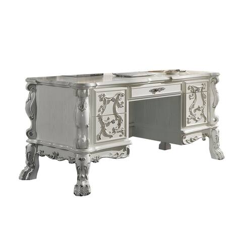 5 Drawers Wooden Writing Desk in Bone White