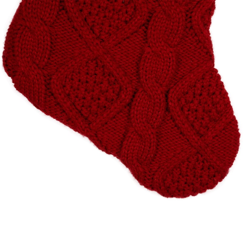 Cable Knit Christmas Stocking with Faux Fur Cuff - 20.5"