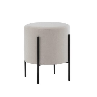 Modern Round Ottoman Footstool with Metal Base Legs, 16-Inch Wide ...